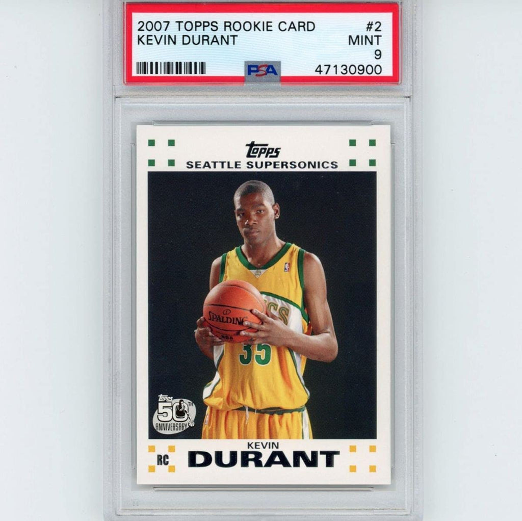 Graded 2007-08 Topps Kevin Durant #2 White Border Rookie RC Basketball Card PSA 9 Mint