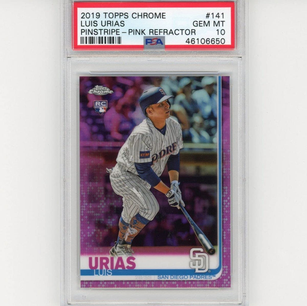 Graded 2019 Topps Chrome Luis Urias #141 Pink Refractor Rookie RC Baseball Card PSA 10 Gem Mint