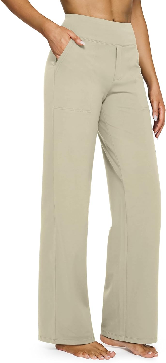 G4Free EverGoing Yoga Pants Women Wide Leg Pants with Pockets High Waist Stretch Dress Casual Sweatpants Petite/Regular/Tall