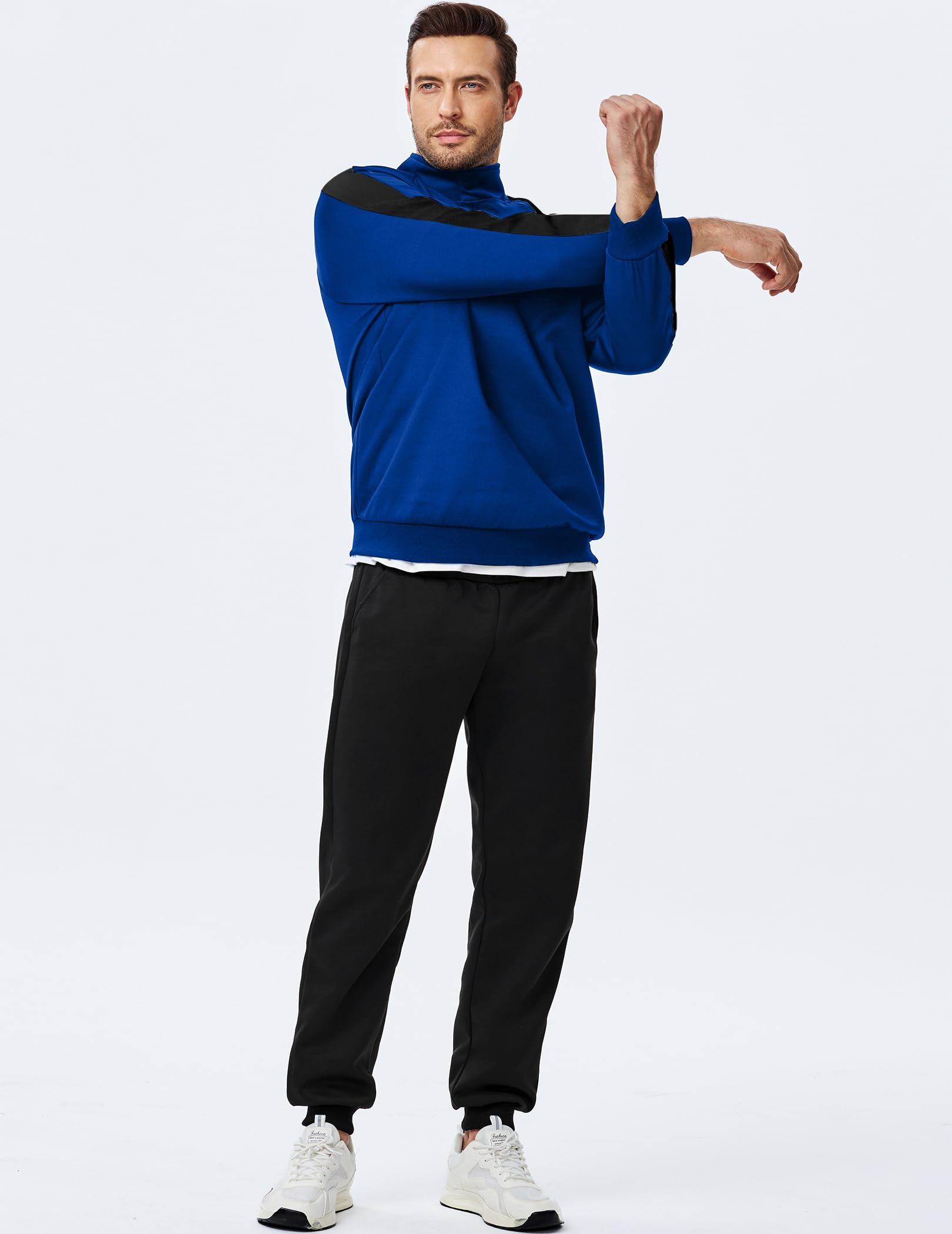 JMIERR Men's 2 Piece Casual Outfits Quarter Button Lightweight Sweatshirt Tracksuit & Joggers Sweatpants Sweatsuit Set