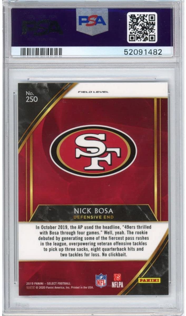 Graded 2019 Panini Select Nick Bosa #250 Rookie RC Football Card PSA 10 Gem Mint