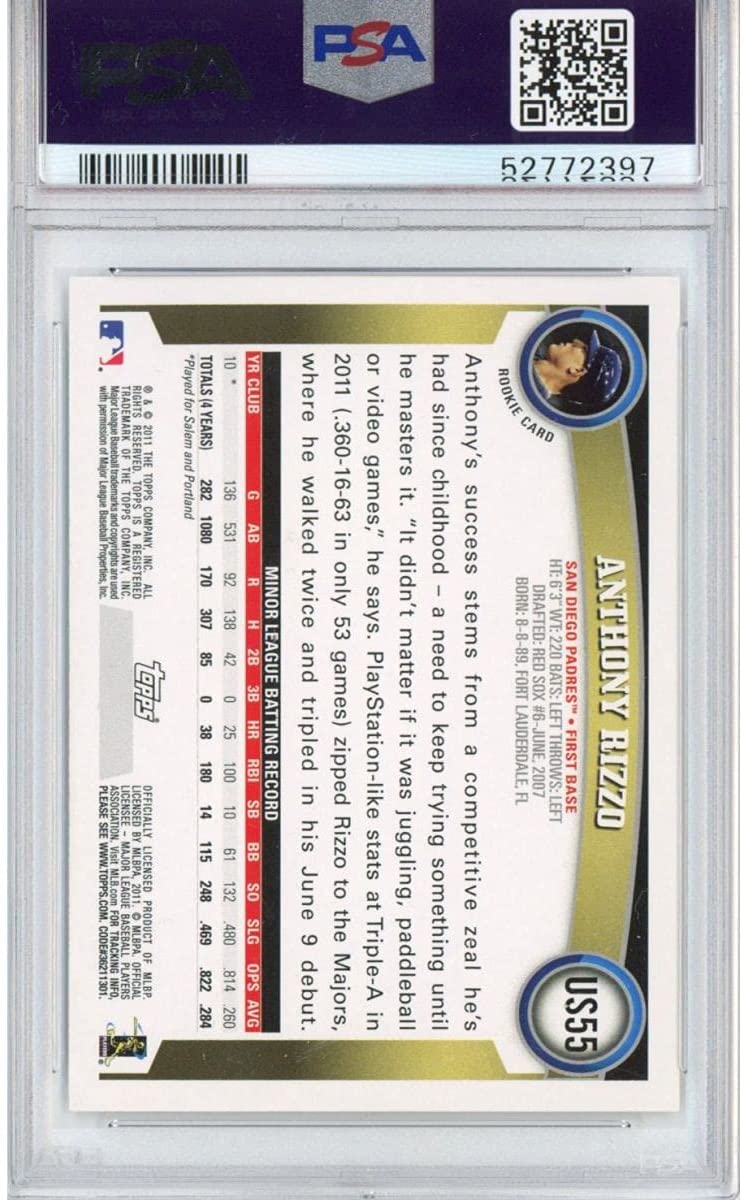 Graded 2011 Topps Update Anthony Rizzo #US55 Rookie RC Baseball Card PSA 10 Gem Mint