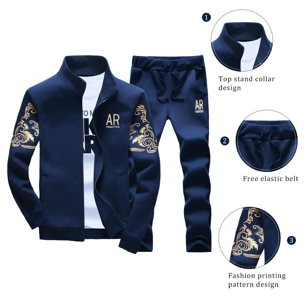 MANTORS Men's Hooded Athletic Tracksuit Full Zip Casual Jogging Gym Sweat Suits