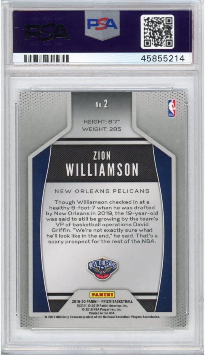 Graded 2019-20 Panini Prizm Zion Williamson #2 Instant Impact Rookie RC Basketball Card PSA 10 Gem Mint