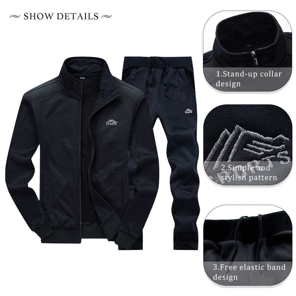 MANTORS Men's Hooded Athletic Tracksuit Full Zip Casual Jogging Gym Sweat Suits