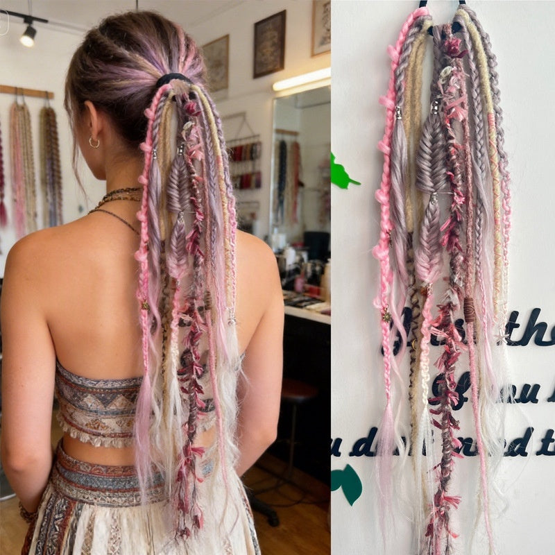 Synthetic Matte Dreadlock Colorful Rope Ponytail Crochet Hair Wig