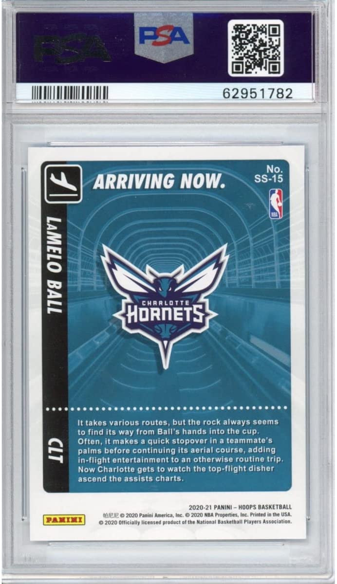 Graded 2020-21 Panini Hoops LaMelo Ball #15 Arriving Now Rookie RC Basketball Card PSA 10 Gem Mint