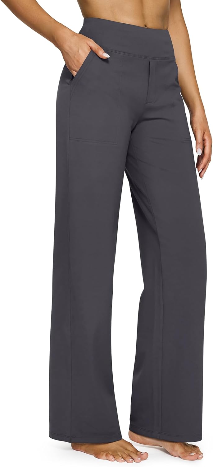 G4Free EverGoing Yoga Pants Women Wide Leg Pants with Pockets High Waist Stretch Dress Casual Sweatpants Petite/Regular/Tall