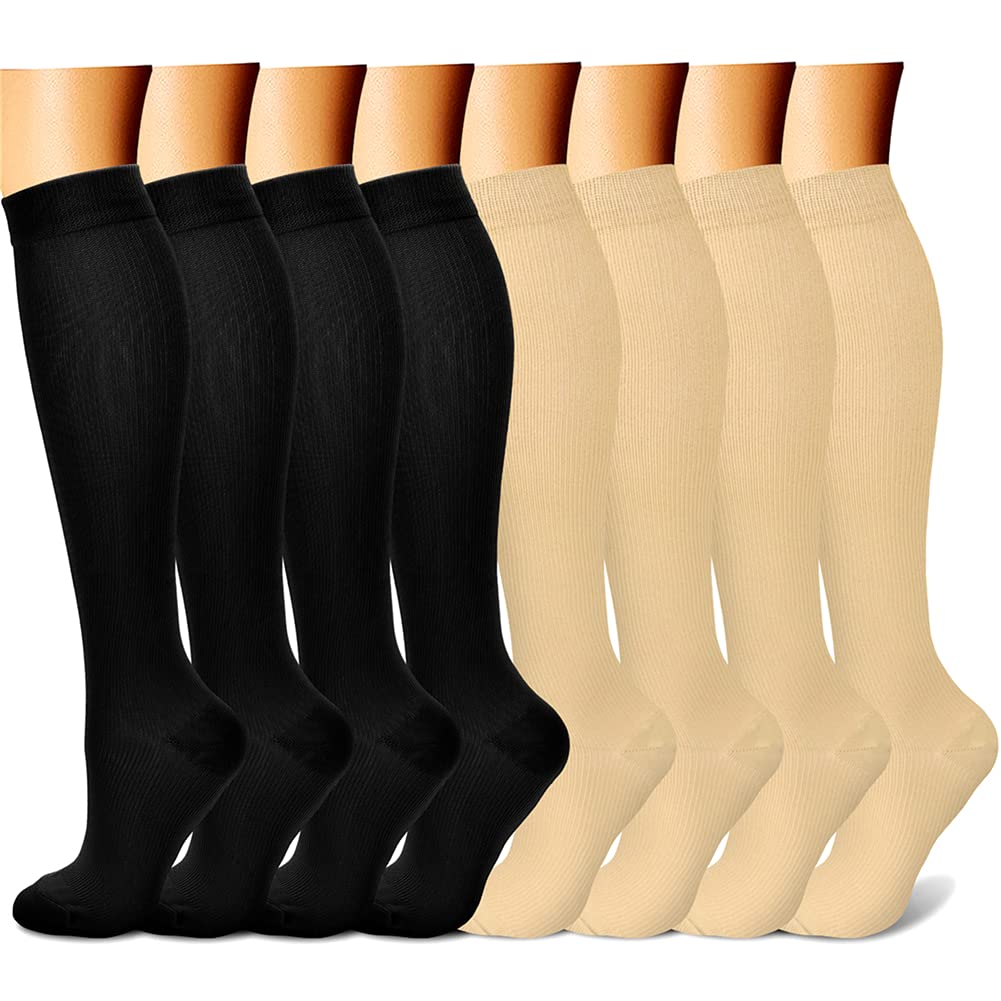 CHARMKING Compression Socks for Women & Men Circulation (8 Pairs) 15-20 mmHg is Best Support for Athletic Running,Cycling