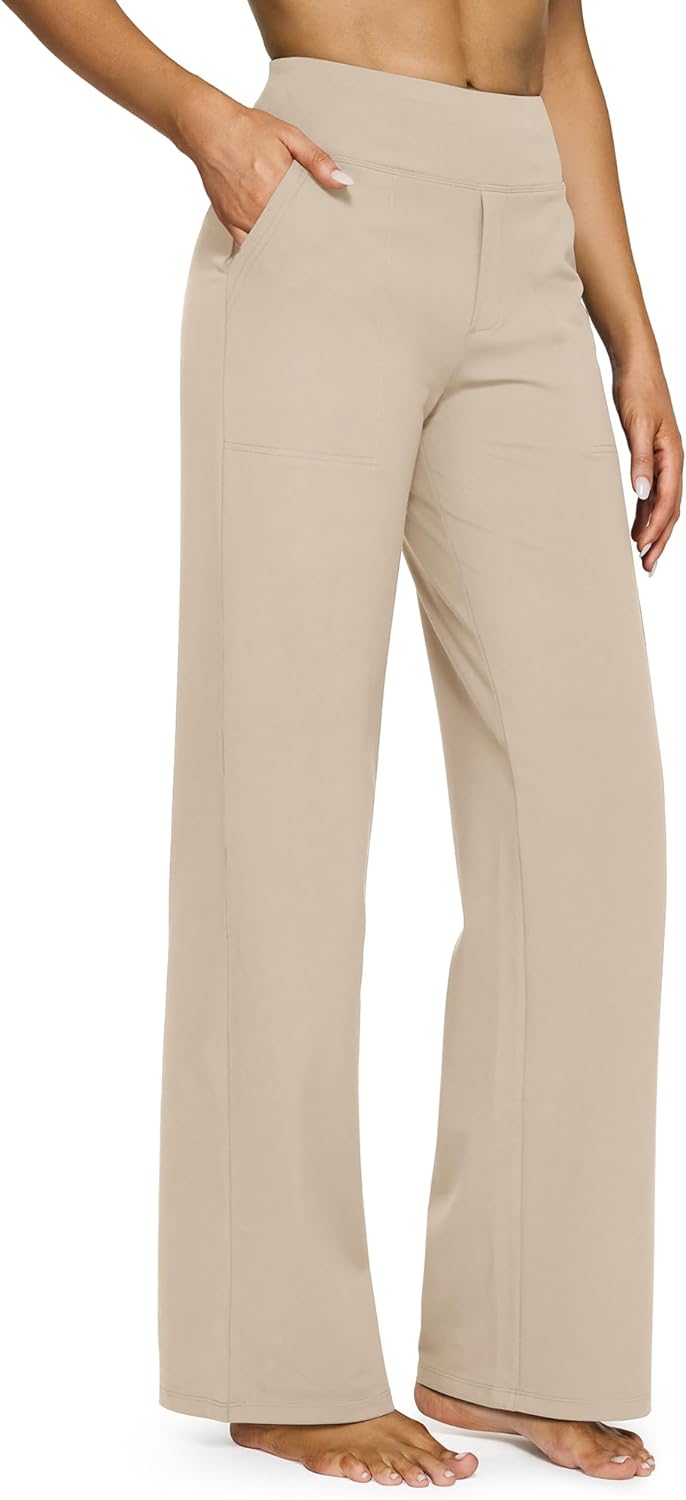 G4Free EverGoing Yoga Pants Women Wide Leg Pants with Pockets High Waist Stretch Dress Casual Sweatpants Petite/Regular/Tall