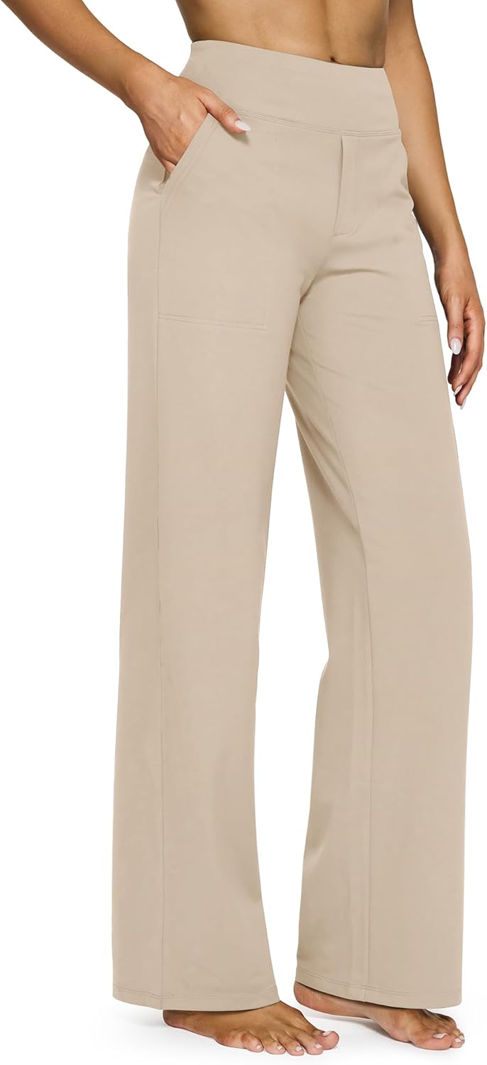 G4Free EverGoing Yoga Pants Women Wide Leg Pants with Pockets High Waist Stretch Dress Casual Sweatpants Petite/Regular/Tall