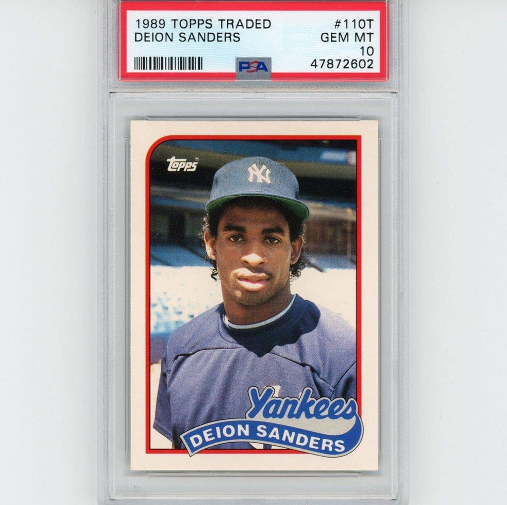 Graded 1989 Topps Traded Deion Sanders #110T Rookie RC Baseball Card PSA 10 Gem Mint