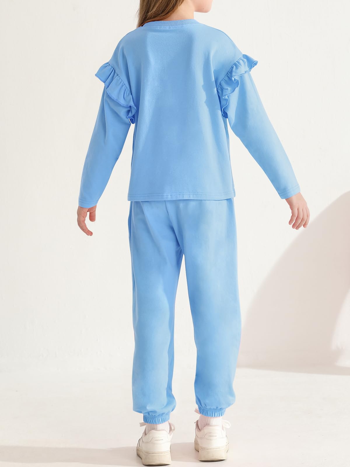 Valcatch Girls Sweatsuit 2 Piece Outfit Cute Ruffle Sweatshirt and Sweatpants Kids Tracksuit Jogger Set Fall Winter Clothes
