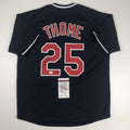Autographed/Signed Jim Thome Cleveland Blue Baseball Jersey JSA COA