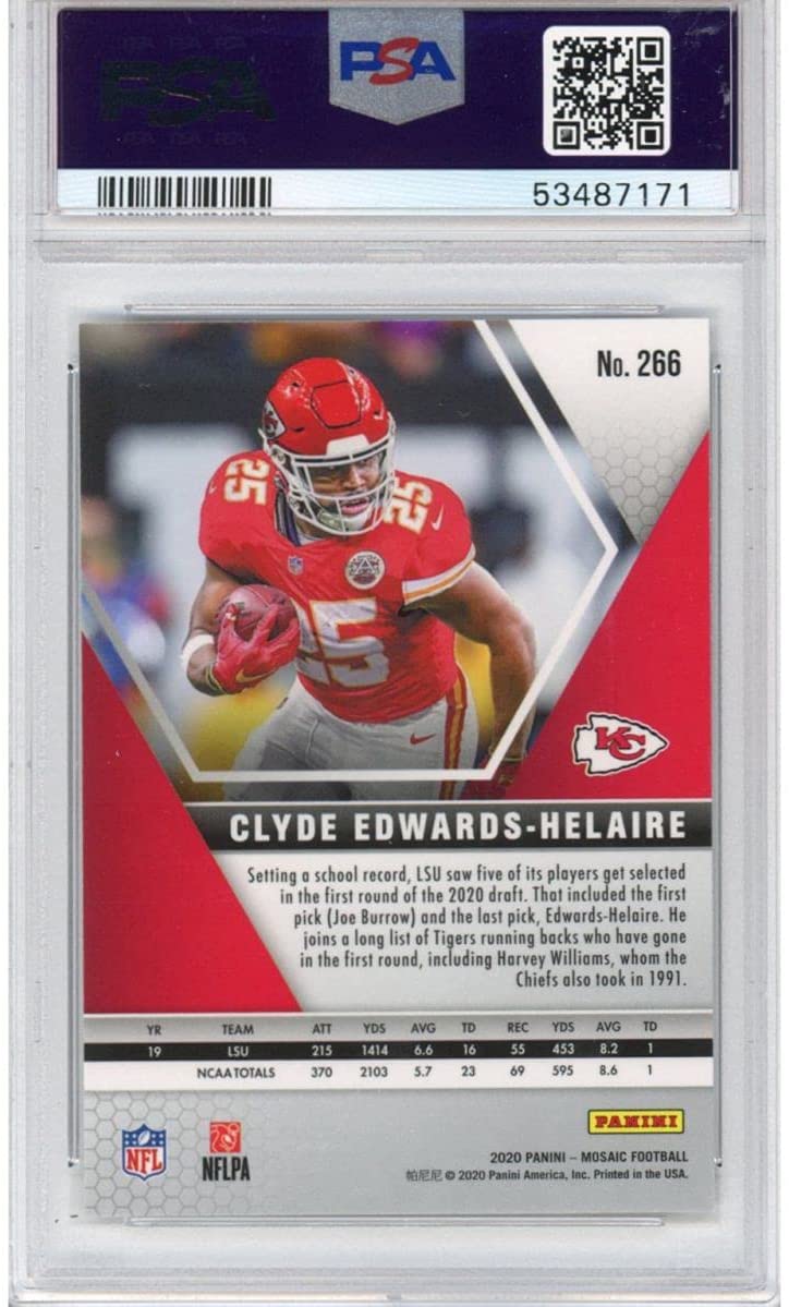 Graded 2020 Panini Mosaic Clyde Edwards-Helaire #266 Rookie RC Football Card PSA 10 Gem Mint