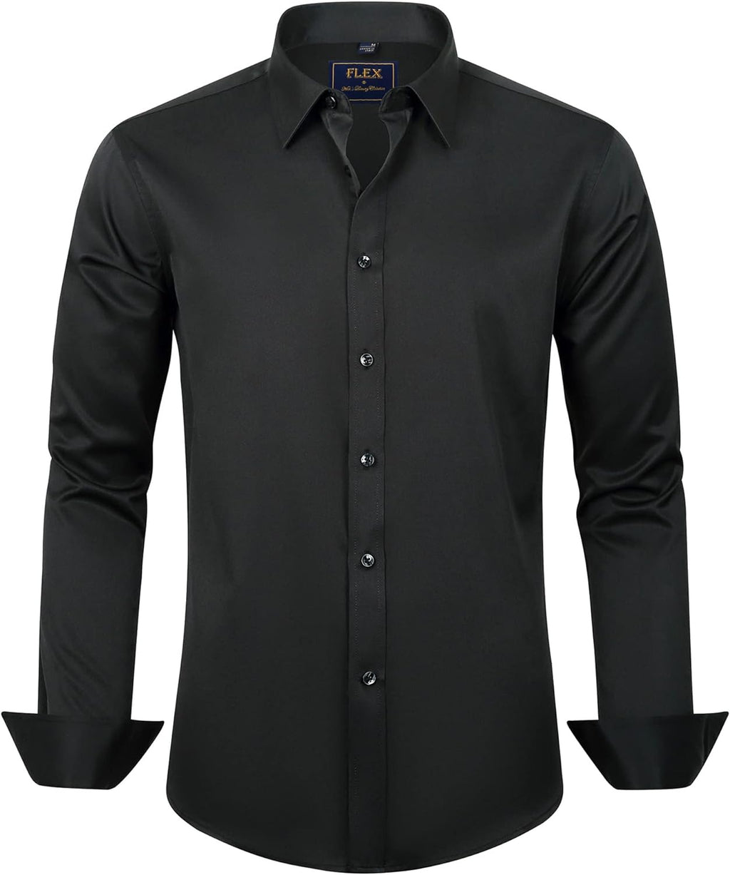 J.VER Men's Dress Shirts Solid Long Sleeve Stretch Wrinkle-Free Formal Shirt Business Casual Button Down Shirts