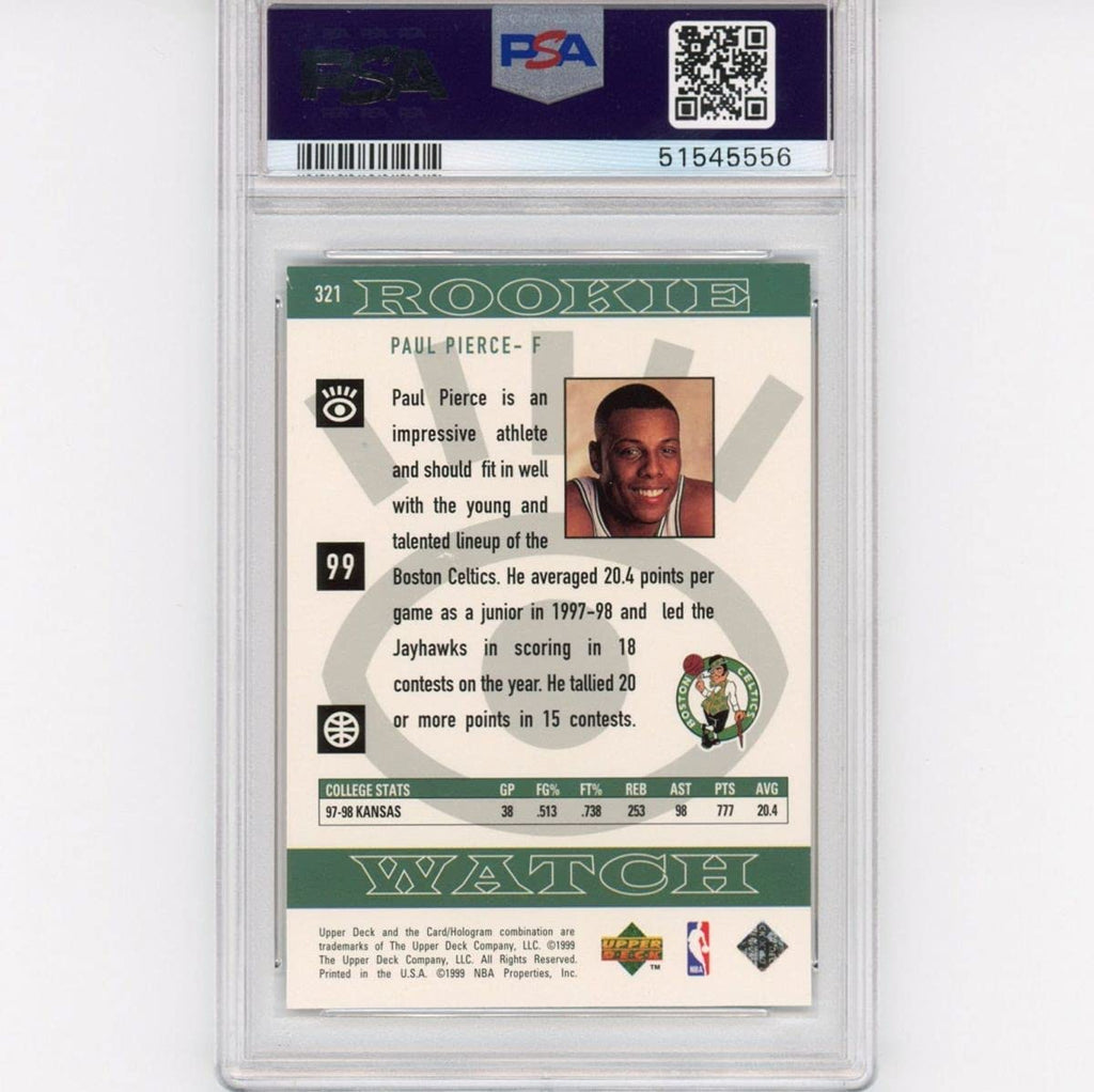 Graded 1998-99 Upper Deck Paul Pierce #321 Rookie RC Basketball Card PSA 9 Mint
