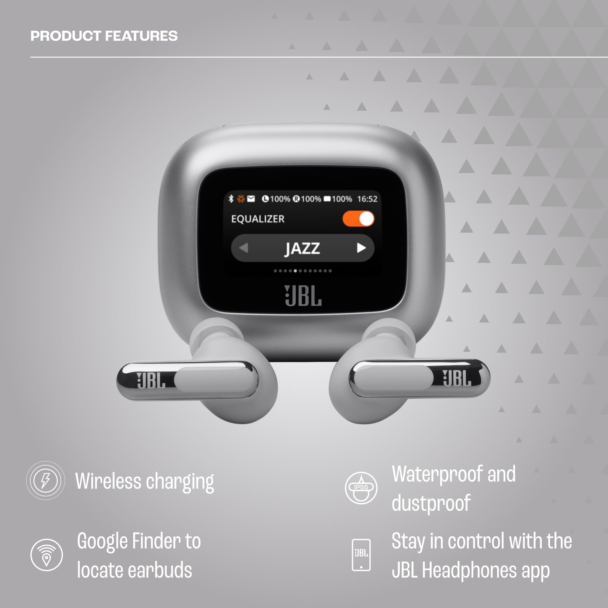 JBL Live Beam 3 - True Wireless Noise-Cancelling Stick-Closed Earbuds, 48Hrs Total Playback, Wireless Charging, 6 Mics for Perfect Calls, Multi-Point Connection, IP55 Waterproof and dustproof (Black)