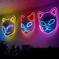 Demon LED Mask Slayers Costume Props Japanese Anime Plastic Fox Face Cosplay Glowing Masks for Adult Masquerade