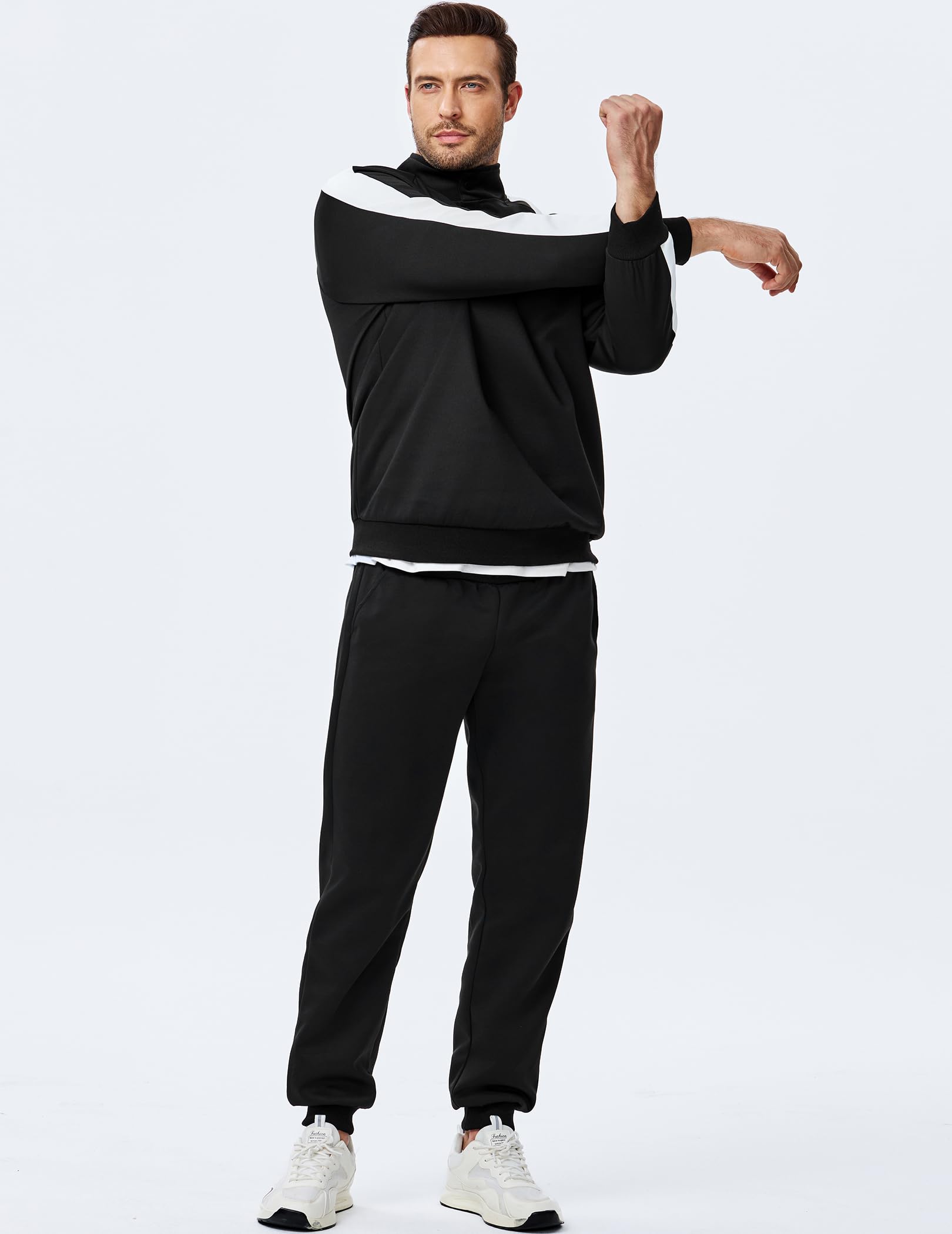 JMIERR Men's 2 Piece Casual Outfits Quarter Button Lightweight Sweatshirt Tracksuit & Joggers Sweatpants Sweatsuit Set
