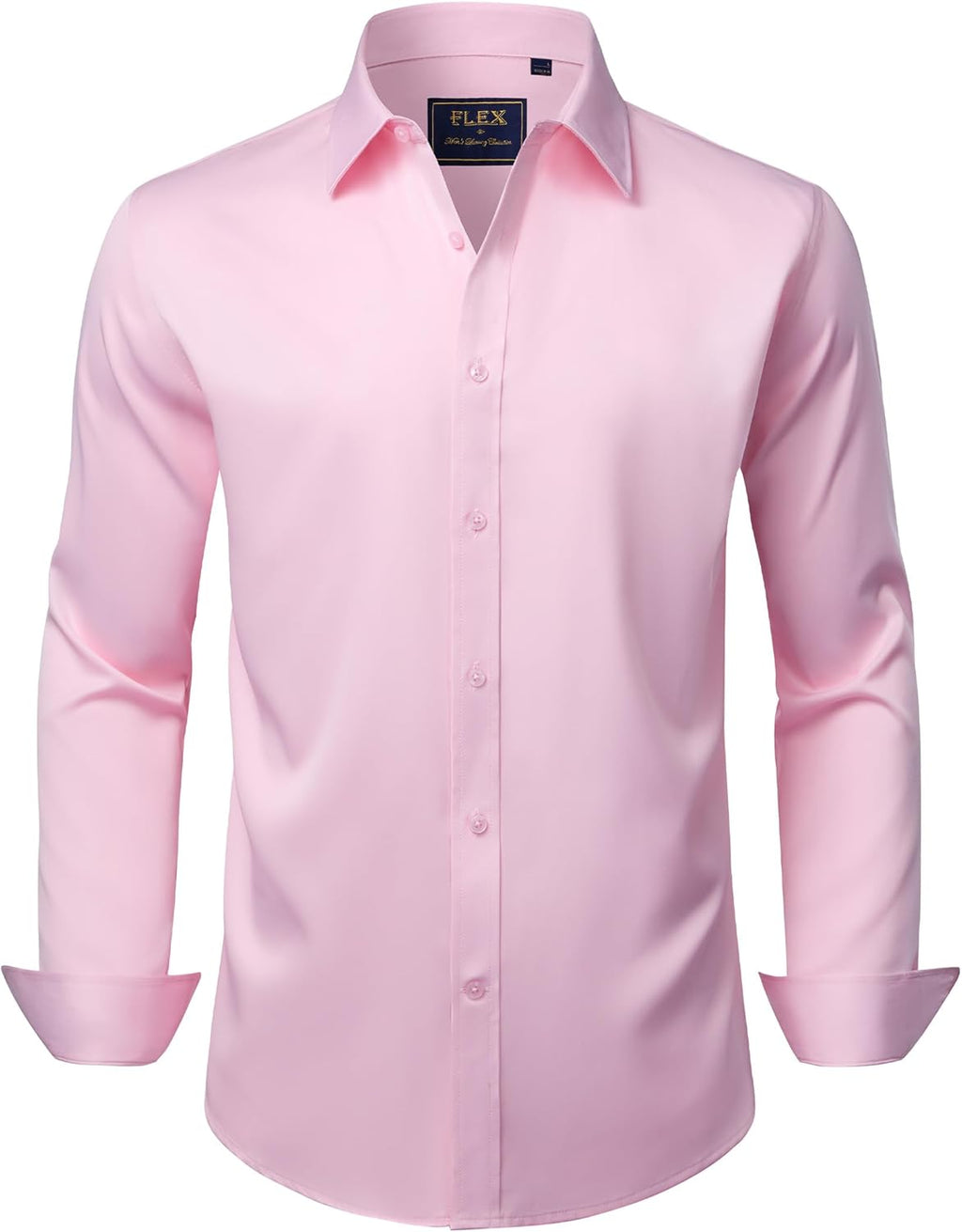 J.VER Men's Dress Shirts Solid Long Sleeve Stretch Wrinkle-Free Formal Shirt Business Casual Button Down Shirts