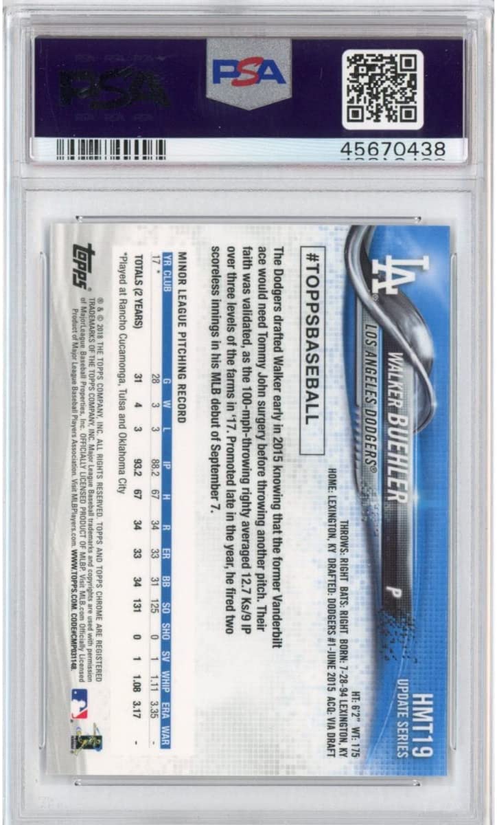 Graded 2018 Topps Chrome Update Walker Buehler #HMT19 Rookie RC Baseball Card PSA 10 Gem Mint