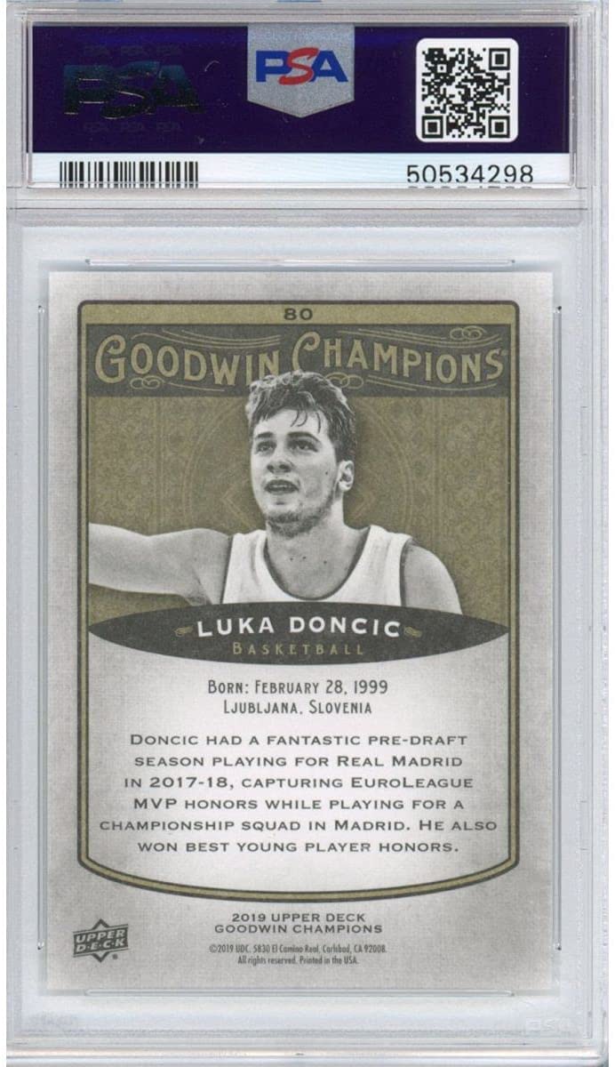 Graded 2019 Upper Deck UD Goodwin Champions Luka Doncic #80 Rookie RC Basketball Card PSA 10 Gem Mint