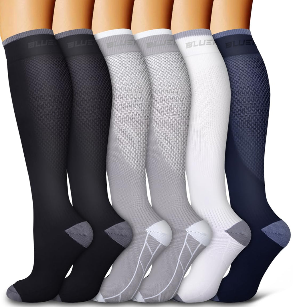 6 Pack Copper Compression Socks for Women and Men Circulation-Best Support for Medical,Running,Nursing,Athletic
