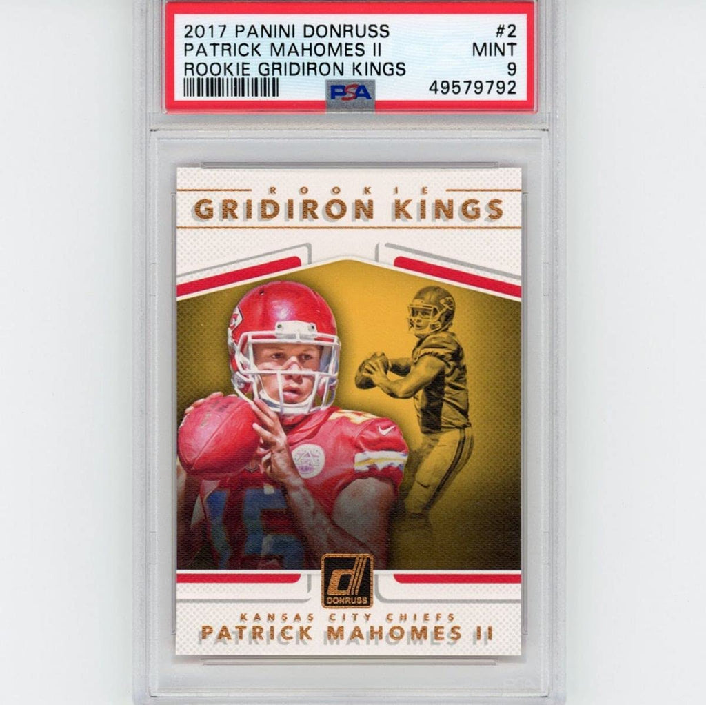 Graded 2017 Panini Donruss Patrick Mahomes II #2 Gridiron Kings Rookie RC Football Card PSA 9 Mint