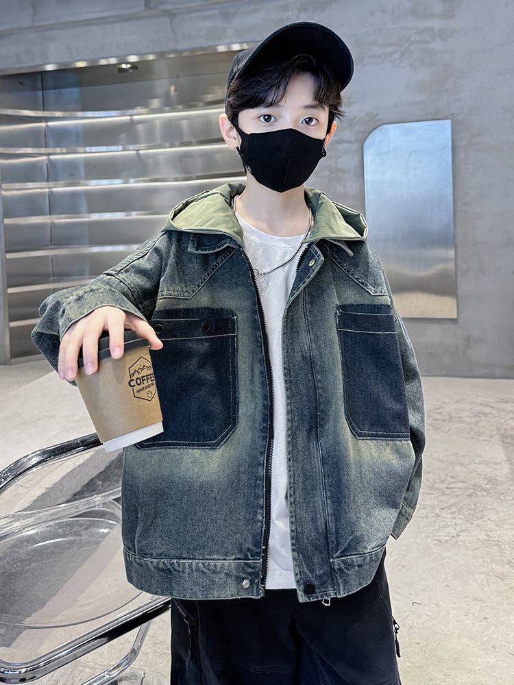 Older Boy Fleece-lined Denim Coat
