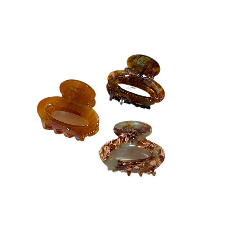 Vinegar-acid Floral Small Hair Clip Minimalist Oval Shape