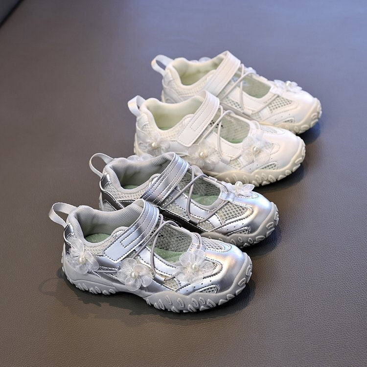 2026 Summer New Kids Sports Sandals, Hollow Mesh Flower Casual Shoes, Breathable Shallow Mouth Girls Shoes For Little Girls