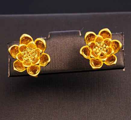 Electroplated Flower Stud Earrings Multi-layered Hoop Rings
