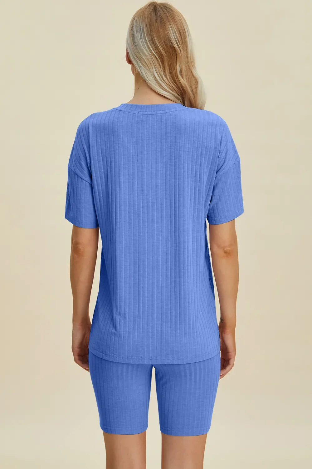 Plus Size Ribbed V-Neck Top & Shorts Set