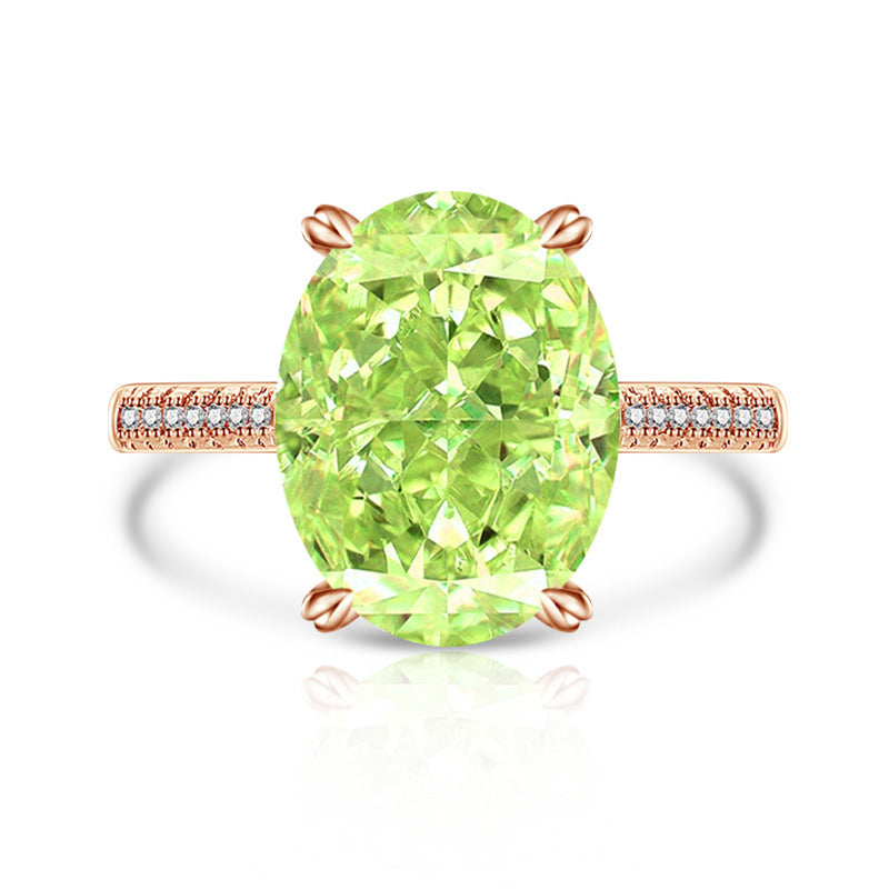 Female Versatile Casual Papalacha High Carbon Diamond Ice Flower Ring