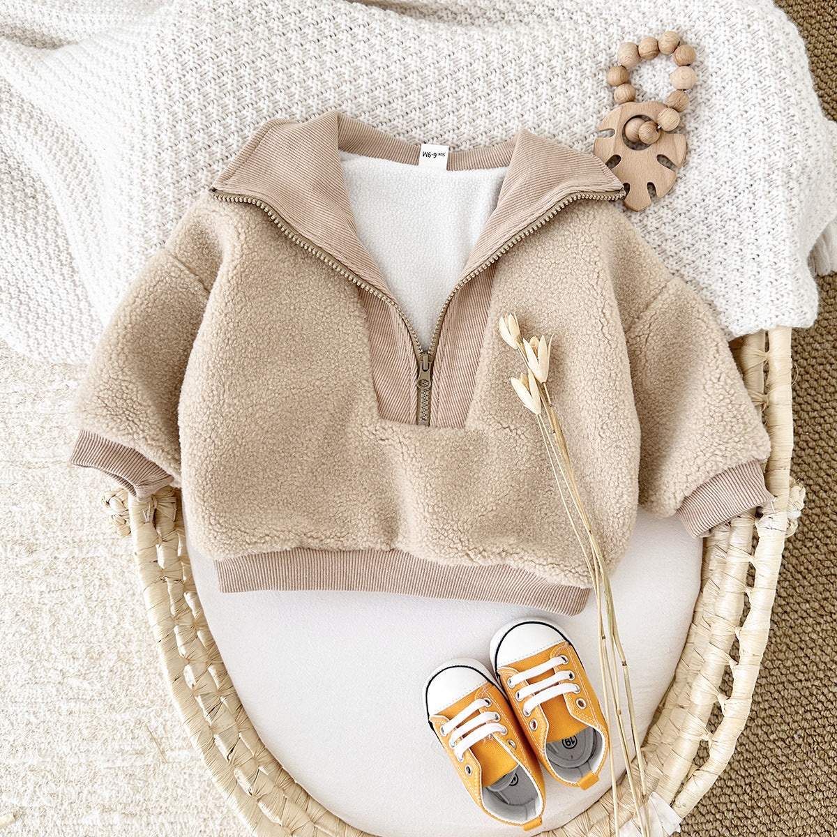 Winter Baby Clothing Thickened Fleece-lined Cashmere Top