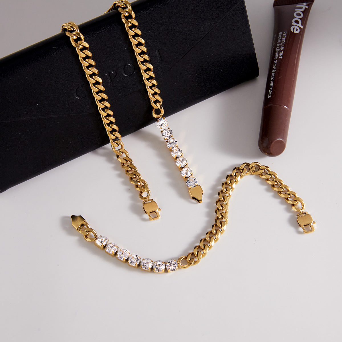 Womens Stainless Steel Cuban-Link Bracelet