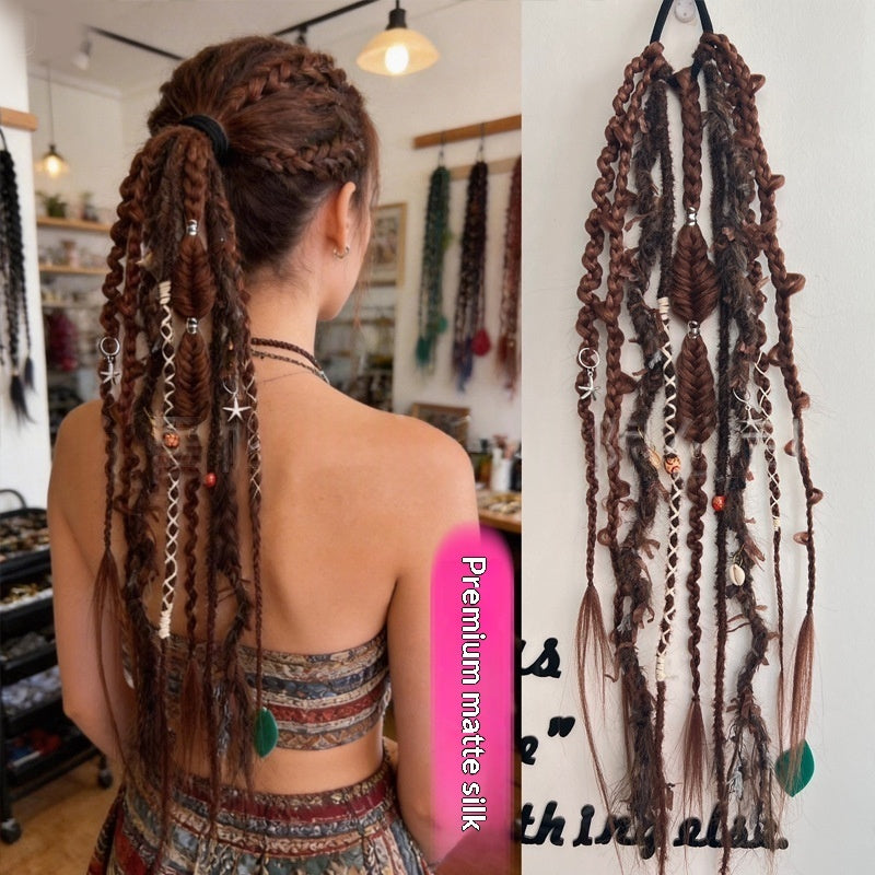 Synthetic Matte Dreadlock Colorful Rope Ponytail Crochet Hair Wig