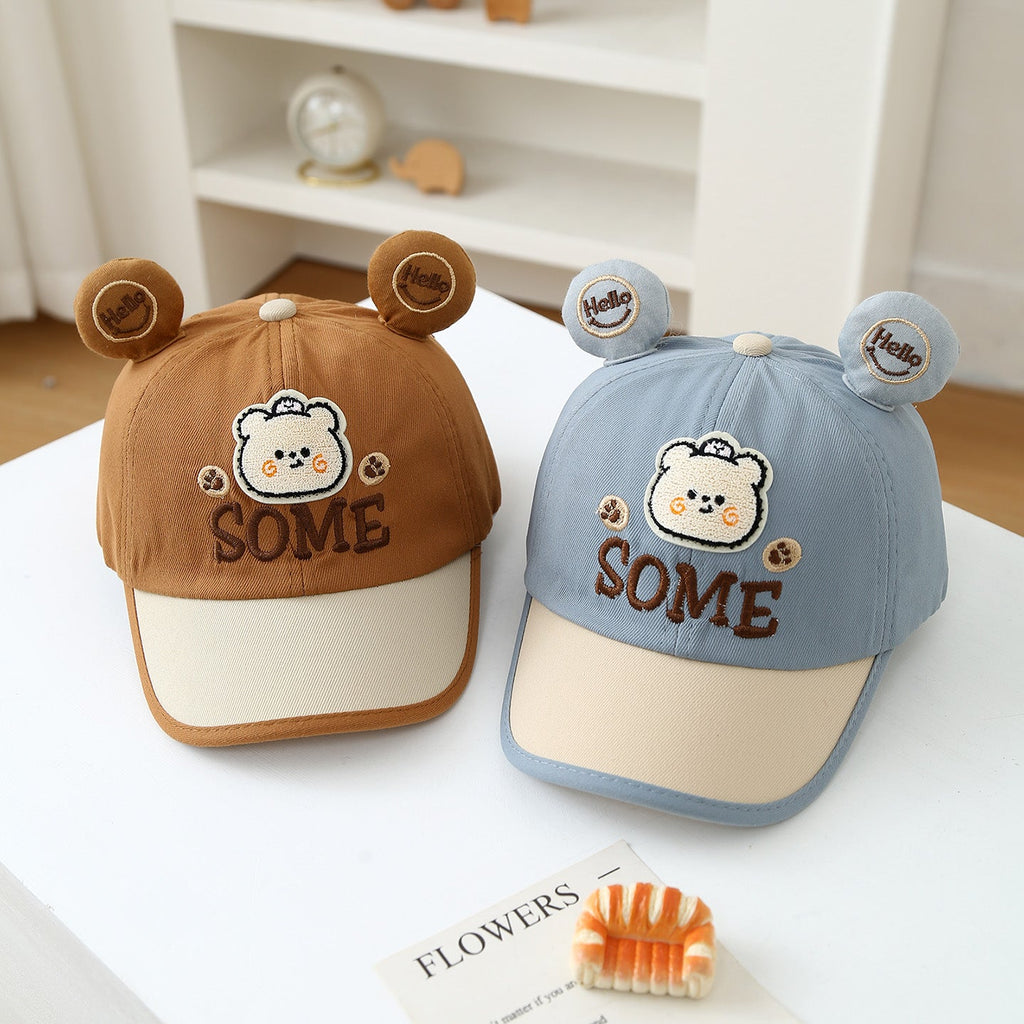 Summer New Cute Little Bear Embroidered Lettered Baby Baseball Cap - A Cartoonish, Fresh And Cool Sun Hat For Kids