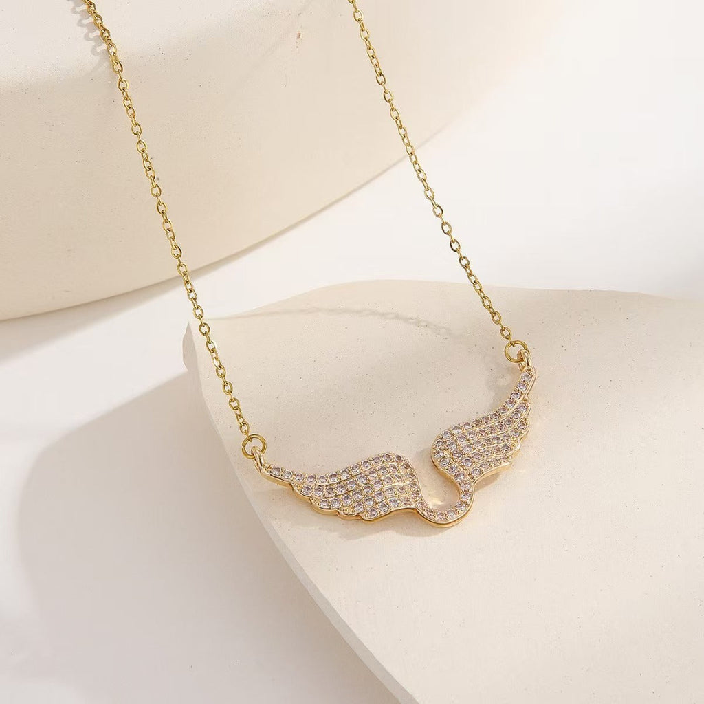 Angel Wing Necklace For Women Fully Paved With Diamonds Fashionable Elegant And Versatile