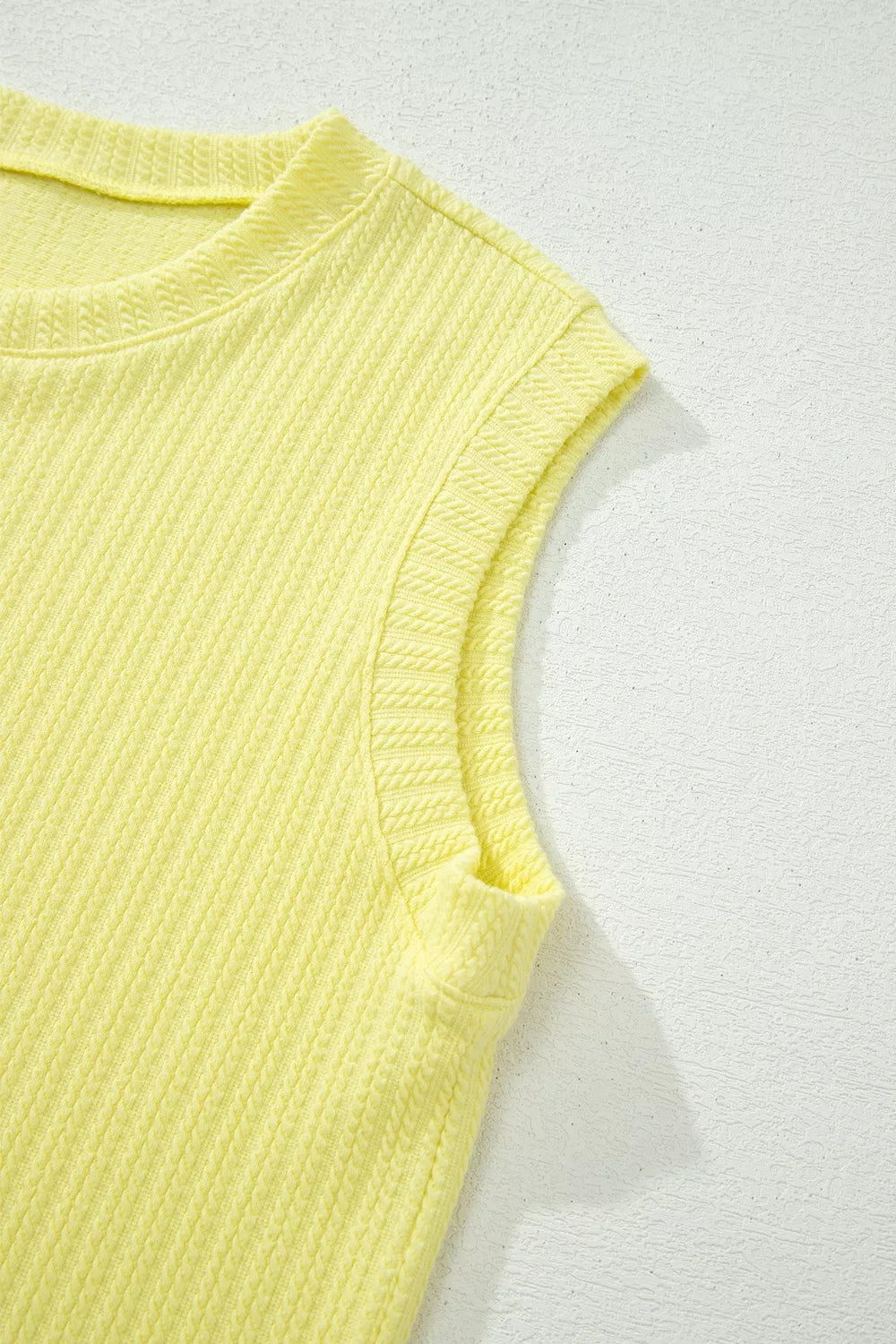 Ribbed Knit Tank and Shorts Set – Pastel Yellow