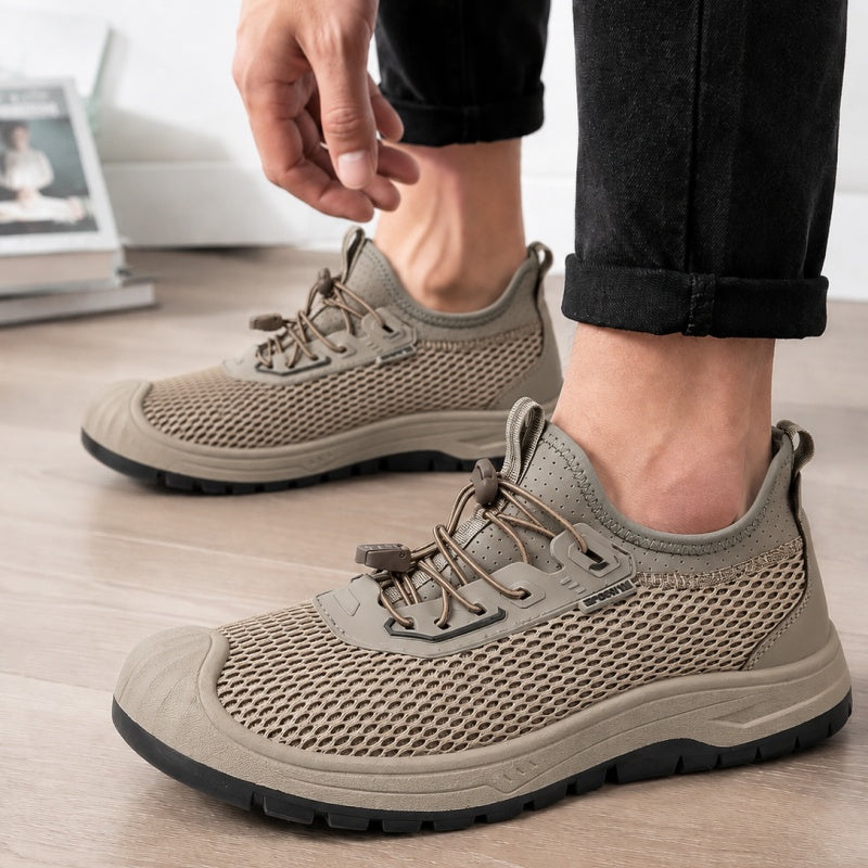 New Summer Men's Mesh Breathable Shoes, Slip-on Lazy Sneakers, Non-slip Soft Sole Outdoor Casual Footwear