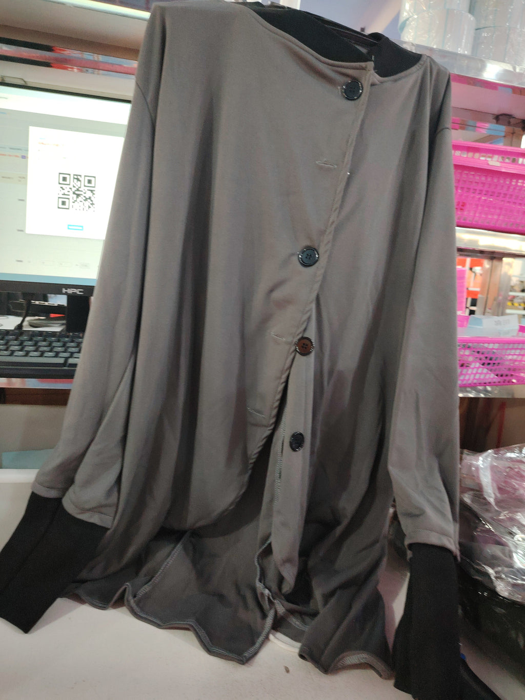 Single-breasted Panelled Hem Slit Long-sleeved Jacket