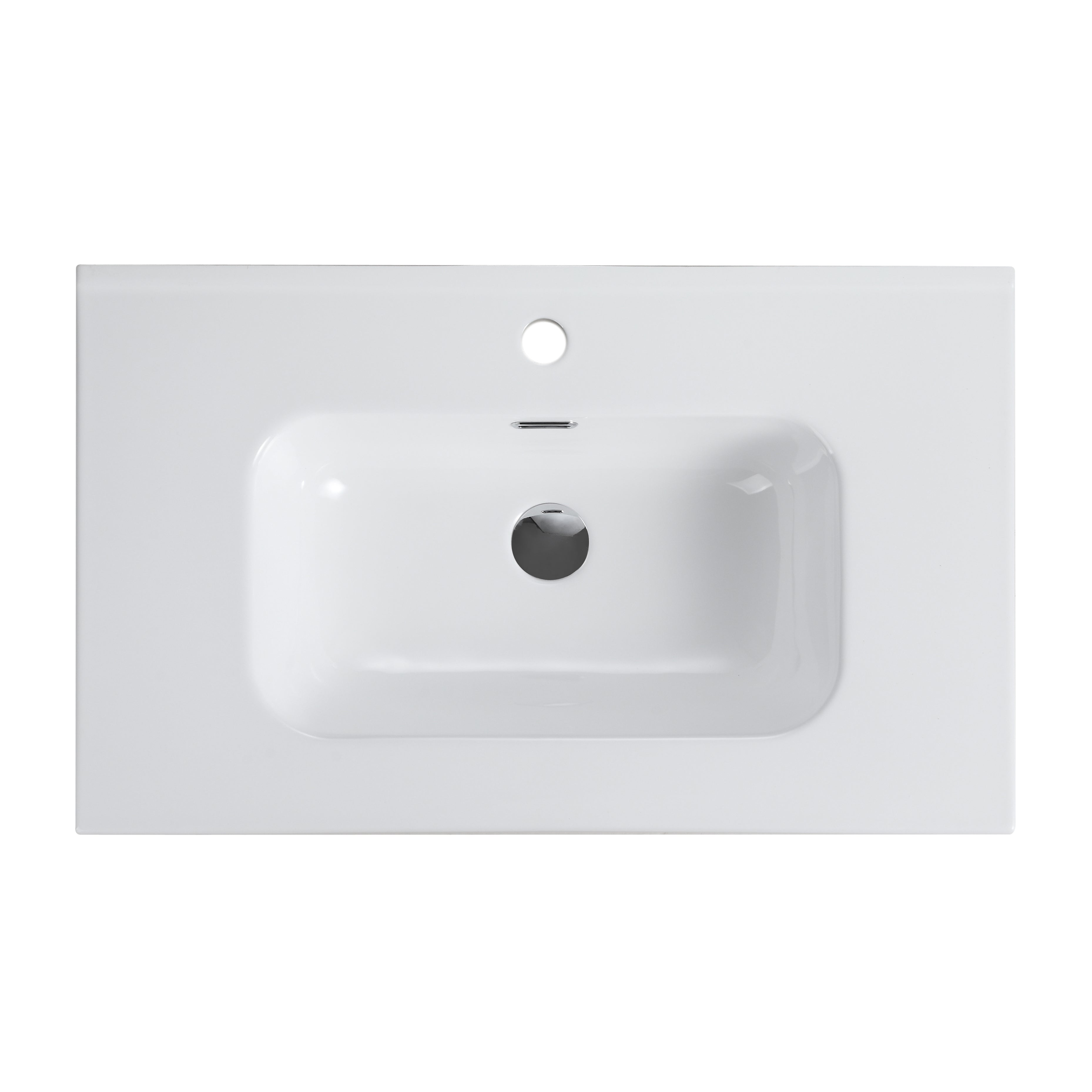 Glossy White Ceramic Integrated Sink