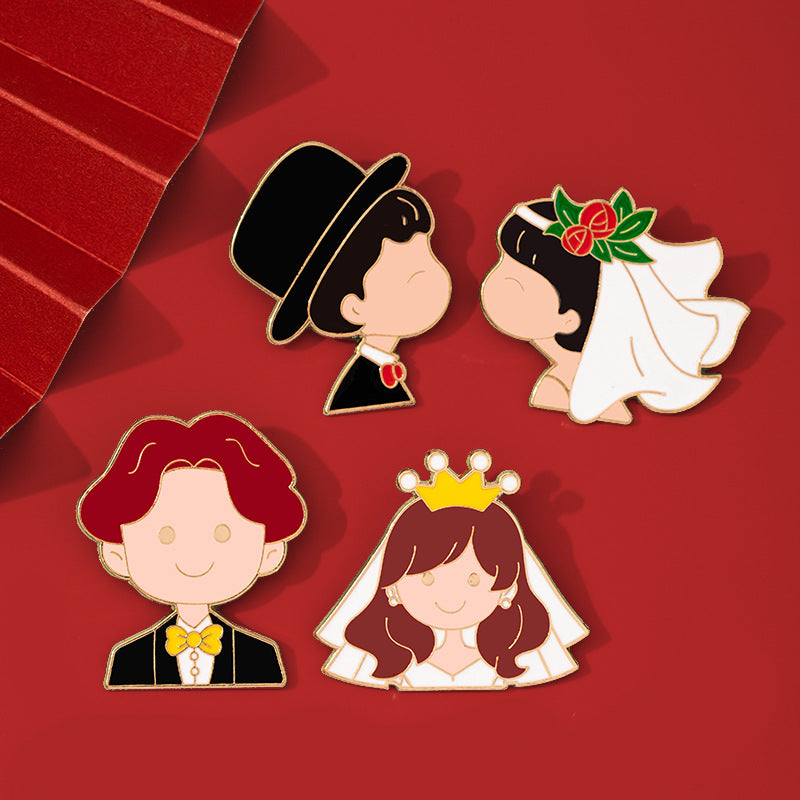 Bride And Groom Festive Wedding Registration Brooch