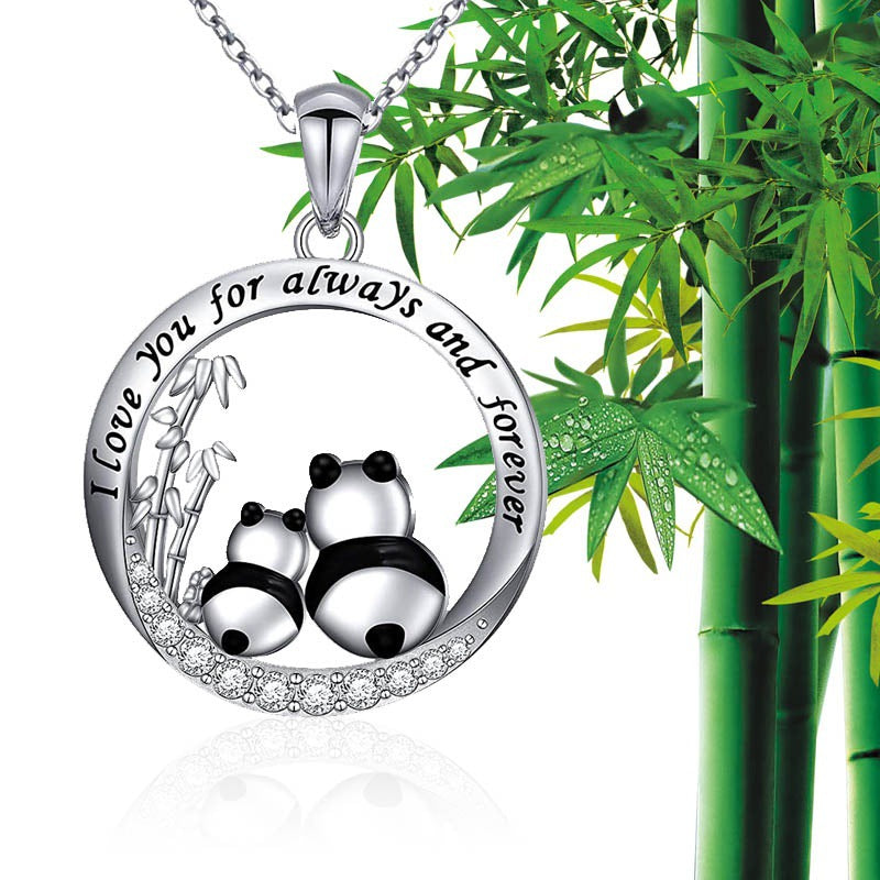 Alloy-painted Oil Painting National Treasure Panda Necklace For Women