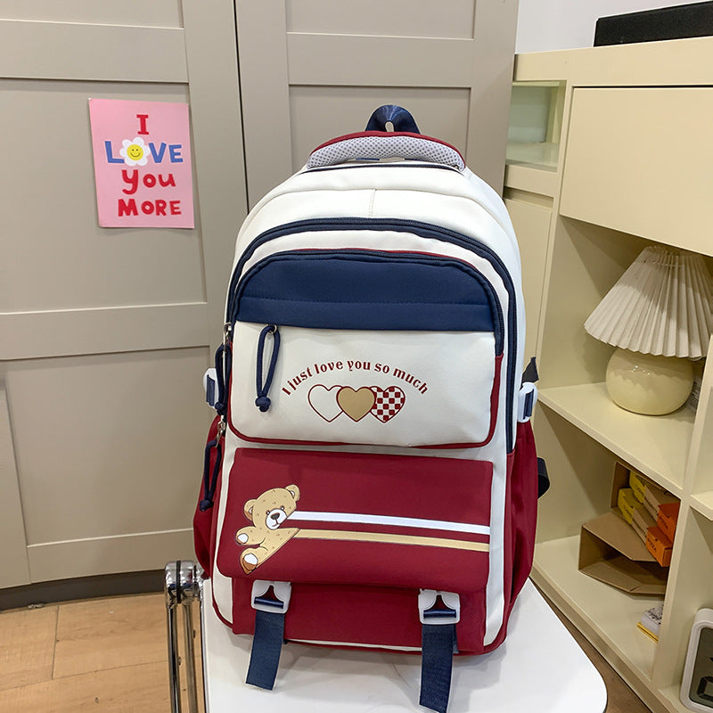 Student Portable Burden Alleviation Middle School High School Girl Large Capacity Backpack