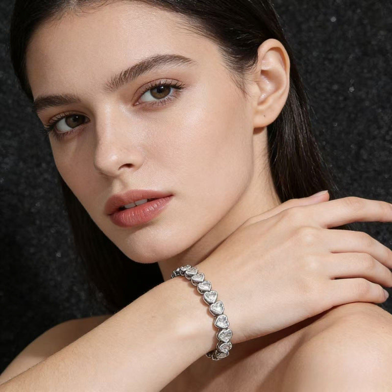 New Trendy Tennis Heart Bracelet Jewelry