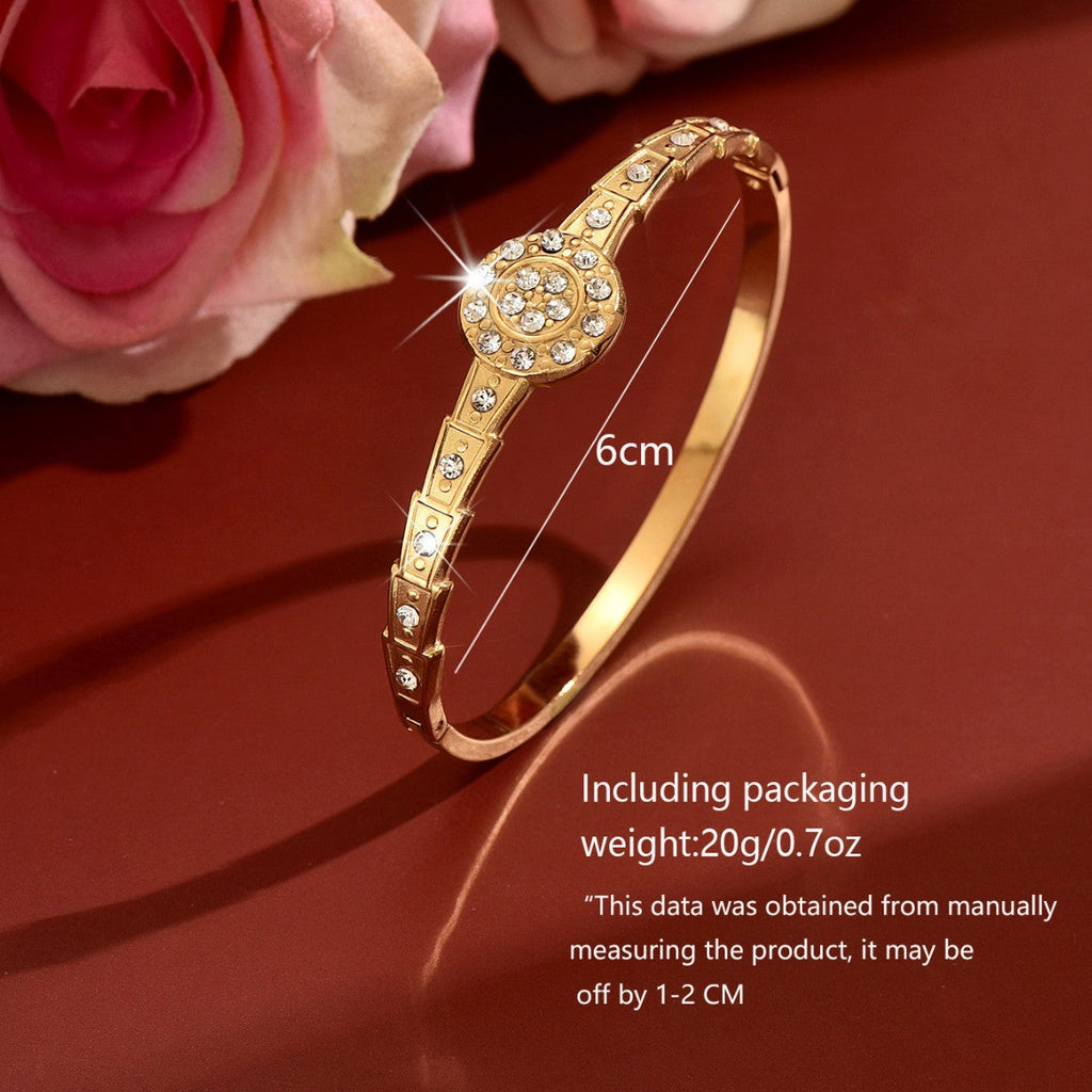 Geometric Zircon Stainless Steel Bangle Snake Bone Buckle Women Wrist Jewelry For Daily Dating Banquet Party Occasions