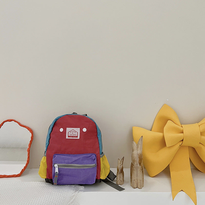 Children's Bags Simple And Lightweight Canvas Backpack Boys Girls Spine Protection